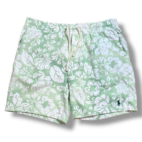 Polo Ralph Lauren Mens 7 Inch Floral Spa Terry Short Green White Size M - Picture 1 of 4